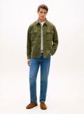 Green Textured Washed Sateen Utility Shirt Jacket  Men