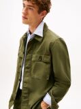 Green Textured Washed Sateen Utility Shirt Jacket  Men