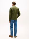 Green Textured Washed Sateen Utility Shirt Jacket  Men