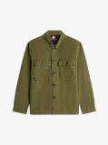 Green Textured Washed Sateen Utility Shirt Jacket  Men