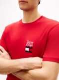 Rosu Tricou Cu Guler Rotund Si Logo Brodat  Barbati