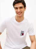 Alb Tricou Cu Guler Rotund Si Logo Brodat  Barbati