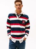 Multi Bluza De Rugby Relaxat Cu Logo Appliqué Si Dungi  Barbati