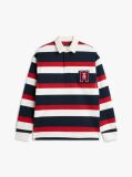 Multi Bluza De Rugby Relaxat Cu Logo Appliqué Si Dungi  Barbati