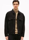 Black Relaxed Washed Denim Trucker Jacket  Men