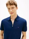 Blue Regular Fit Interlock Knit Zip Polo Shirt  Men