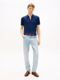 Blue Regular Fit Interlock Knit Zip Polo Shirt  Men