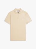 Beige Regular Fit Interlock Knit Zip Polo Shirt  Men