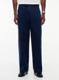 Blue Pantaloni Chinos Twill Cu Croiala Loose Si Detalii  Barbati