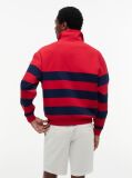 Red Stripe Mock Neck Quarter-Zip Sweatshirt  Men