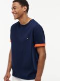Blue T-Shirt Cu Texturi Mixte  Barbati
