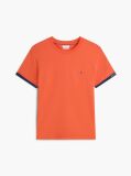 Portocaliu T-Shirt Cu Texturi Mixte  Barbati