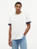 Alb T-Shirt Cu Texturi Mixte  Barbati