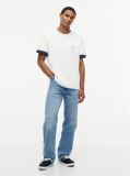 Alb T-Shirt Cu Texturi Mixte  Barbati