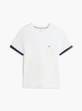 Alb T-Shirt Cu Texturi Mixte  Barbati