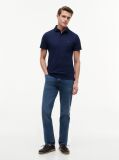 Blue Tricou Polo Din Mesh Jersey Cu Croiala Regular  Barbati