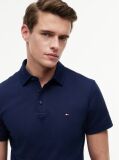 Blue Tricou Polo Din Mesh Jersey Cu Croiala Regular  Barbati