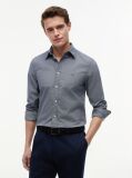 Blue Camasa Flex Small Pring Din Poplin  Barbati