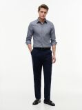 Blue Camasa Flex Small Pring Din Poplin  Barbati