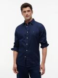 Blue Camasa Flex Din Poplin Cu Croiala Regular Si Model Printat  Barbati