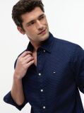 Blue Camasa Flex Din Poplin Cu Croiala Regular Si Model Printat  Barbati