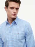 Blue Camasa Flex in Carouri Din Poplin  Barbati