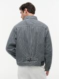 Multi Jacheta Din Denim Cu Dungi  Barbati