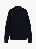 Blue Cardigan Tricotat Cu Guler  Barbati