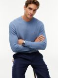 Blue Pulover Din Casmir Cu Guler Crew  Barbati