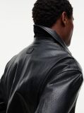 Black Textured Leather Relaxed Zip-Thru Jacket  Men