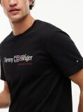 Negru T-Shirt Din Jerseu Cu Logo Si Guler Rotund  Barbati