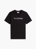 Negru T-Shirt Din Jerseu Cu Logo Si Guler Rotund  Barbati