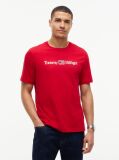 Rosu T-Shirt Din Jerseu Cu Logo Si Guler Rotund  Barbati
