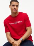 Rosu T-Shirt Din Jerseu Cu Logo Si Guler Rotund  Barbati
