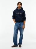 Blue Hanorac Cu Fleece Logo Si Cordon  Barbati