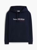 Blue Hanorac Cu Fleece Logo Si Cordon  Barbati