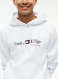 Alb Hanorac Cu Fleece Logo Si Cordon  Barbati