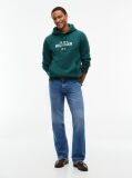 Verde Hanorac Cu Fleece Si Logo Brodat  Barbati