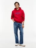Rosu Hanorac Cu Fleece Si Logo Brodat  Barbati