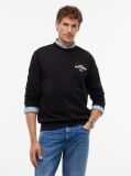 Negru Bluza De Trening Din Terry Cu Guler Rotund Si Logo 1985  Barbati