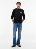 Negru Bluza De Trening Din Terry Cu Guler Rotund Si Logo 1985  Barbati