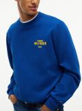 Blue Bluza De Trening Din Terry Cu Guler Rotund Si Logo 1985  Barbati
