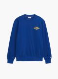 Blue Bluza De Trening Din Terry Cu Guler Rotund Si Logo 1985  Barbati