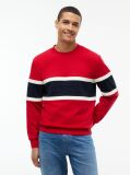 Red Colour-Blocked Intecho Knit Sweatshirt  Men