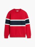 Red Colour-Blocked Intecho Knit Sweatshirt  Men