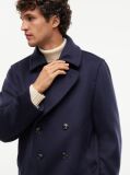 Blue New York Label Wool Blend Relaxed Peacoat  Men