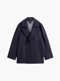 Blue New York Label Wool Blend Relaxed Peacoat  Men