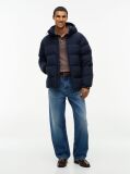 Blue Logo Patch Down Hooded Puffer Jacket  Men