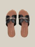 Negru Papuci Mules Cu Lant Decorativ  Fete