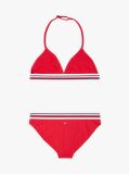Rosu Set Bikini Triangle Cu Dungi Globale  Fete